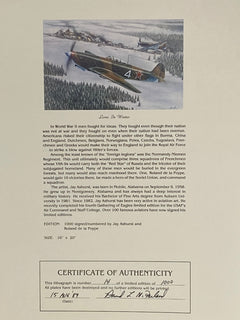 Mostly Aviation offers a Limited Edition Lithograph signed by Roland de la Poype featuring Lions in Winter, accompanied by a certificate of authenticity, showcasing stunning Aviation Art.