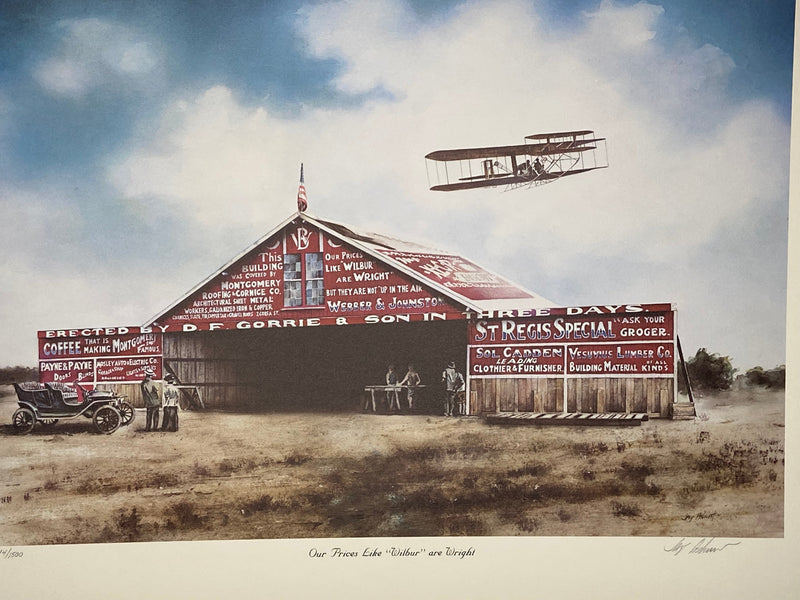 Limited edition aviation art lithograph by Jay Ashurst featuring a biplane flying over a barn titled 